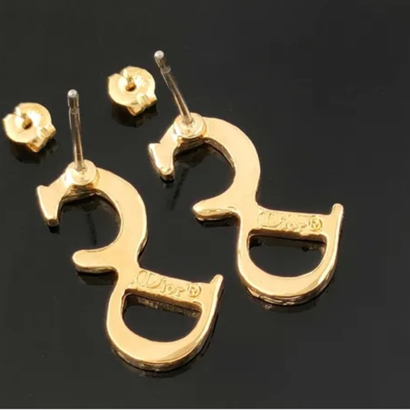 Christian Dior Gold Logo Earrings Backing K18 - Picture 2 of 6